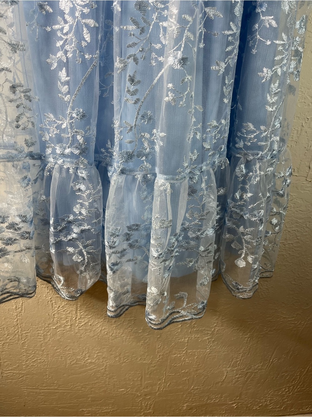 Lulu's Distinctly Sweet Blue Floral Embroidered Tie Strap Midi Dress - Picture 9 of 15